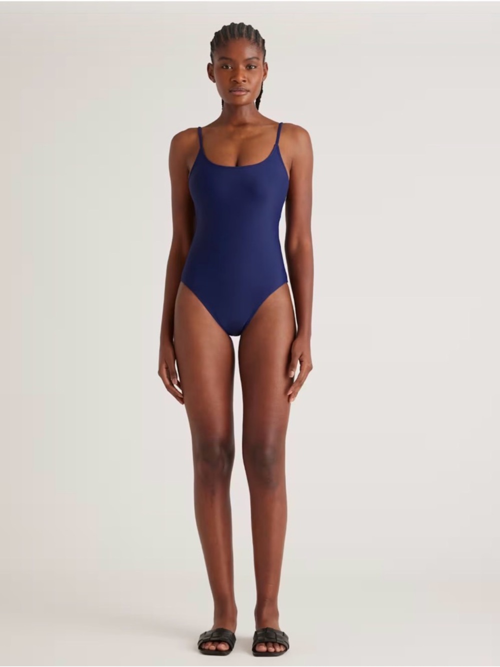 Quince Women’s Navy Blue Italian Cami One-Piece Swimsuit Sz L - Picture 4 of 4